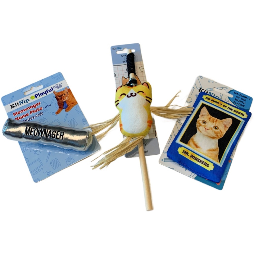 KitNip Kitty Cat Interactive Wand Catnip Filled Plush Bell Ring New Lot of 3 Toy